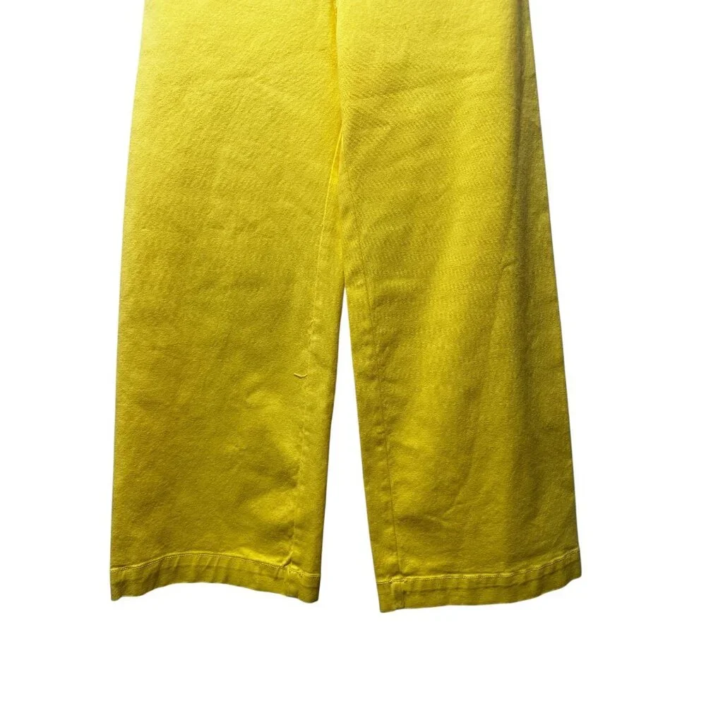 Veronica Beard Cynthia Crop Wide Leg Jeans Womens 30 Yellow Button Fly High Rise - Picture 8 of 15